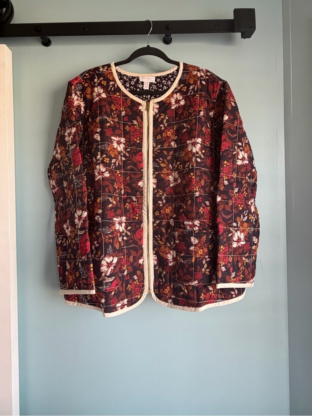 Reversible Susan Graver 1X Quilted Floral Jacket Zip Front NWOT